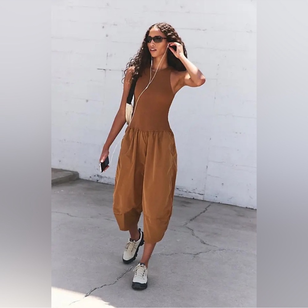 Free People Plie Onesie In Camel. NWT! Sz Small